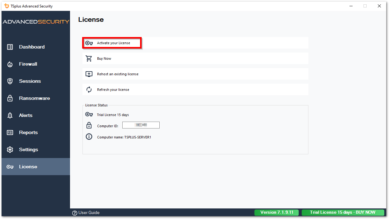Activating your license from Lite mode - Activate your license