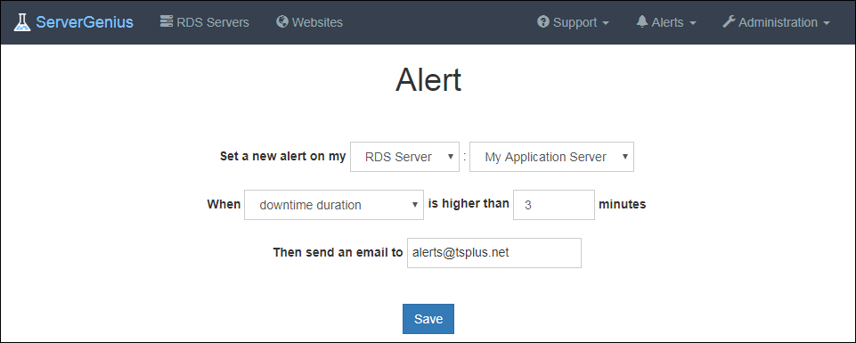 Alerts Downtime Duration Screenshot