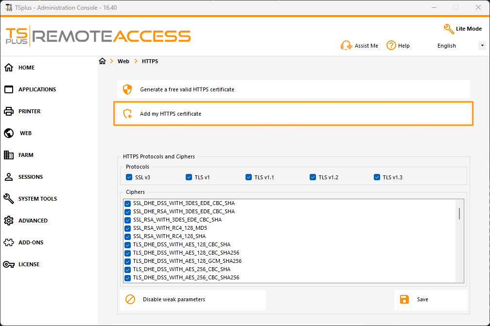 Add my certificate menu